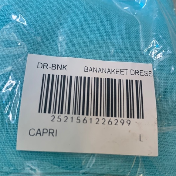 Hiho Bananakeet Linen Dress Capri Turquoise Blue Large NWT - Picture 3 of 9